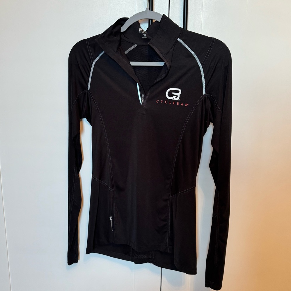 CycleBar Women's Black 1/4 Zip Long Sleeve Top Dri fit
